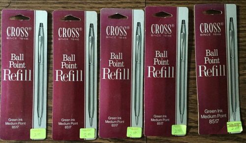 Cross Ballpoint Pen Refill, Green Ink, Medium Point 8517, Lot of 5