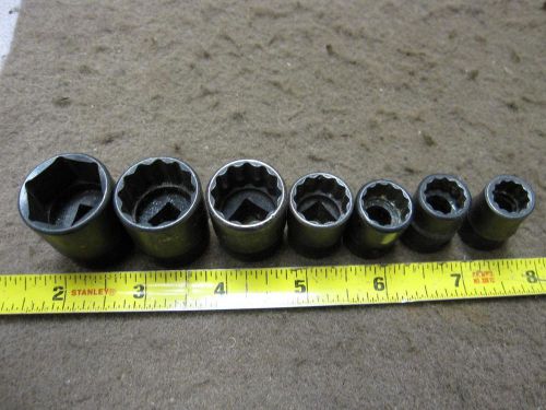 SNAP ON 7 PC US MADE 3/8&#034; DR SHALLOW 12 POINT SOCKET SET 3/8&#034; - 13/16&#034;