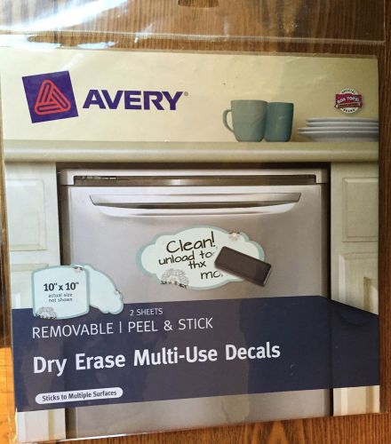 Avery Dry Erase Multi-Use Decals, 2 Sheets 10&#034; x 10&#034;  Brand New!