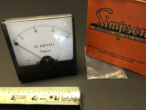 Vintage Simpson 0-2 AC Amperes Panel Meter Model 1357 Cat# 3150