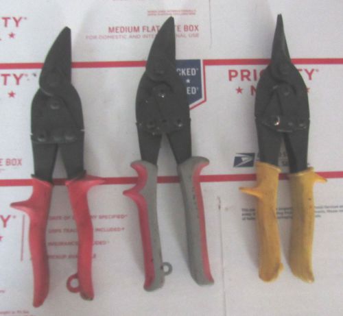 Set of 3 Tin Snip Tool Sheet Metal Cutting.1 Wiss MI,1 Crv,LH,1 STRAIGHT No Name