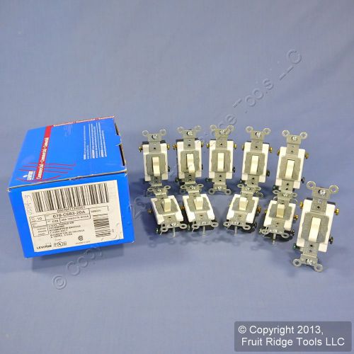 10 Leviton Almond 3-Way COMMERCIAL Toggle Wall Light Switches 20A CSB3-20A
