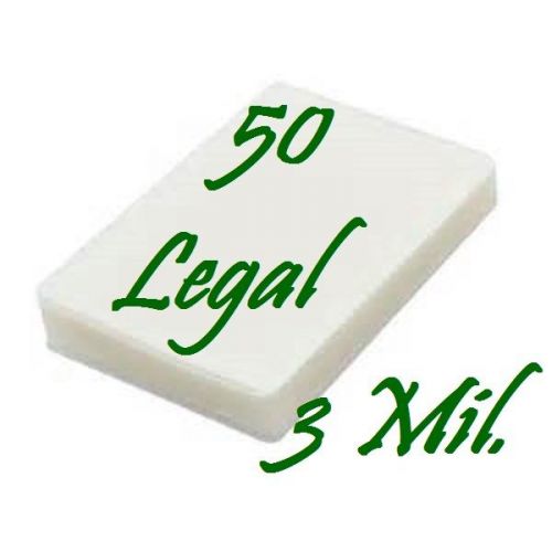 50- LEGAL SIZE Laminating Laminator Pouches Sheets  9 x 14-1/2..   3 Mil