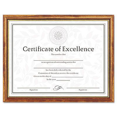Two-Tone Document/Diploma Frame, Wood, 8 1/2 x 11, Maple w/Gold Leaf Trim