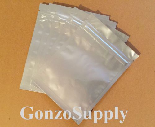 100PC 4x5.5 Food Safe Solid Silver Foil Ziplock Mylar Bags-Seeds Tea Herbs New!