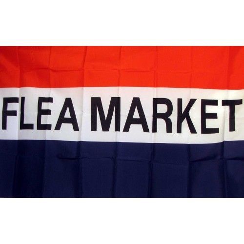 3 Flea Market RWB Flags 3ft x 5ft Banners (three)