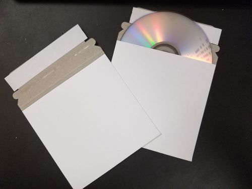 200pc CD DVD White Cardboard 5 x 5 Mailers Envelope w/ Seal