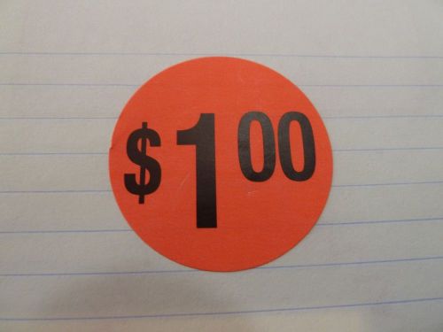 $1.00 Dollar Red- fluorescent 1.5&#034; circle pricing labels- 20 stickers 1 1/2 inch