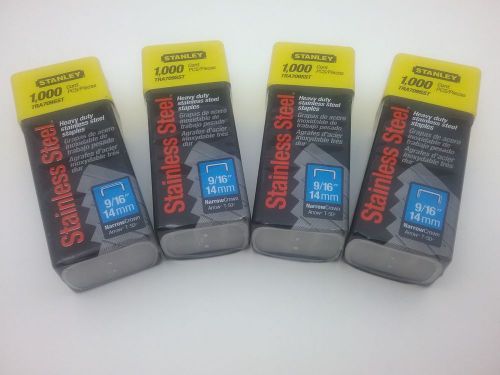 (4) boxes of stanley, heavy duty { stainless steel } staples tra709sst 9/16&#034; for sale