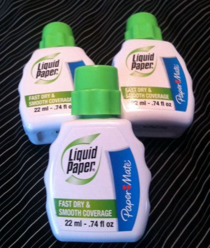 Liquid Paper Fast Dry Correction Fluid, 3 Pack 22ml (5643115) New