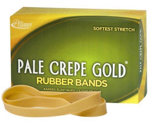 Alliance pale crepe gold size #105 (5 x 5/8) premium rubber band - 1 pound box for sale