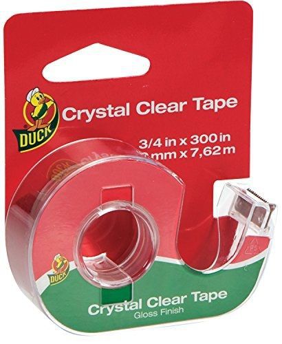 Duck Brand Crystal Clear Tape with Dispenser, Glossy, 3/4-Inch x 300 Inches,