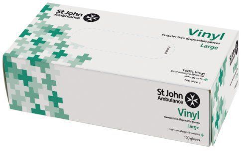 St John Ambulance Vinyl Powder-Free Gloves Large  Box of 100