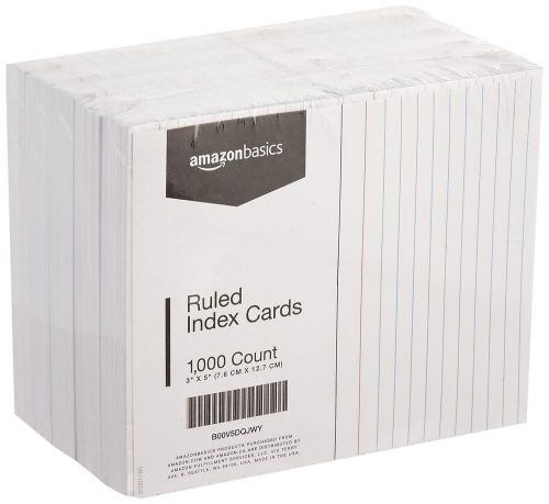 AmazonBasics Ruled Index Cards - 3x5 Inches (10 Packs of 100)