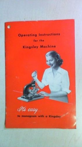 vtg. 1963 operating instruction manual for kingsley stamping foil machine R8T1