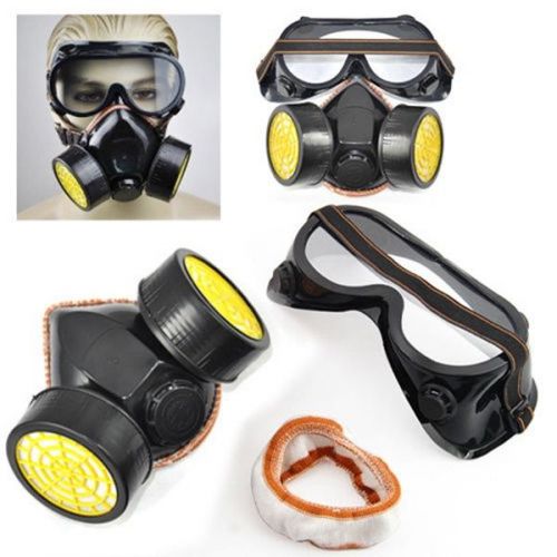 Dual Anti-Dust Respirator Mask Glasses Set Spray Paint Industrial Gas