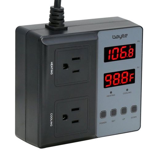 bayite BTC201 Pre-Wired Digital Temperature Controller Outlet Thermostat 2 St...