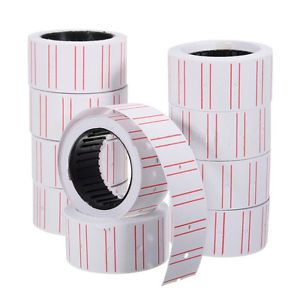 10 Rolls Price Label Paper Tag Sticker MX-5500 Labeller Gun White Red Line BN cb