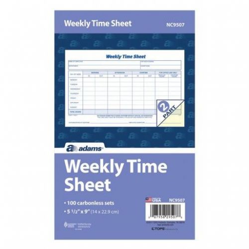 Adams time sheet, 9 x 5.5 inch, weekly format, 2-part, carbonless, 100-pack, for sale