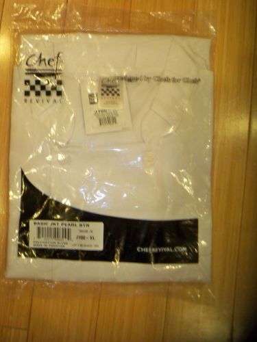 Chef revival j100 poly cotton l/s long sleeve basic jacket white xl x-large new for sale