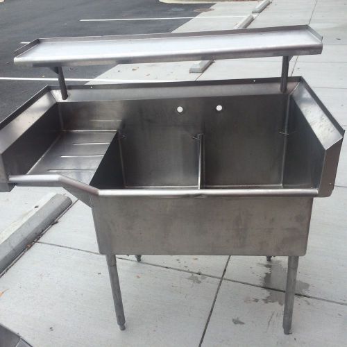 2 Compartment Stainless Steel Commercial Sink with Drainboard