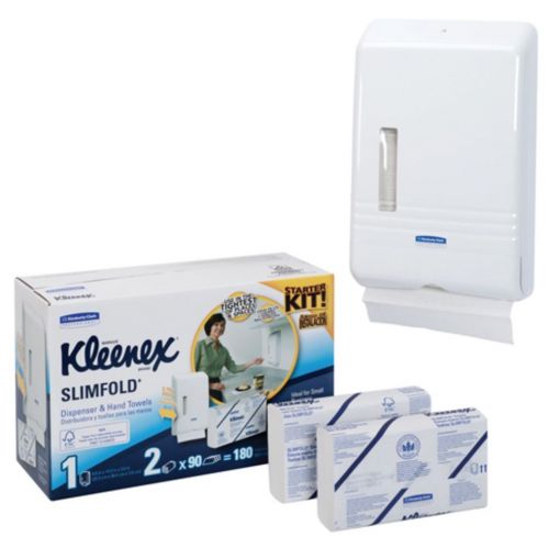 Kimberly-Clark Kleenex Slim-Fold Hand Towel Dispenser Kit with 2 Packs of Paper