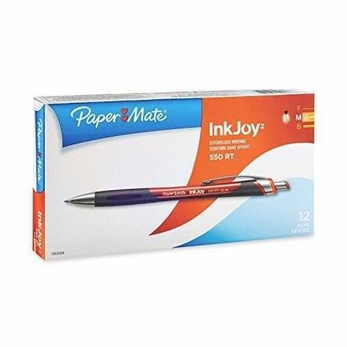 NEW 12 Count Pack Paper Mate InkJoy 550 RT Ballpoint Pen Red Ink Medium-Point