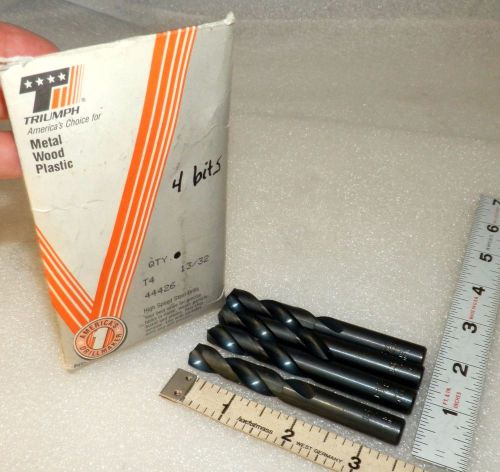 13/32&#034;  screw machine drills bits qty: 4 pcs   2-flute triumph 44426 usa (loc14) for sale