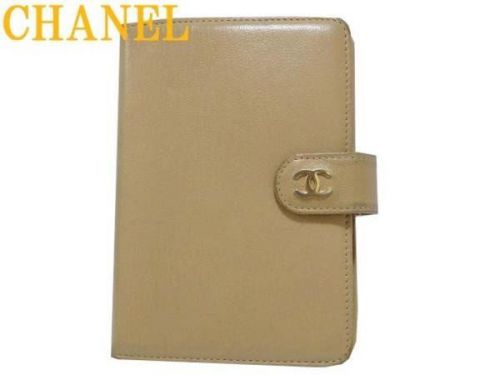 CJ AUTHENTIC CHANEL Notebook Binder Cover Beige Grade BC Used