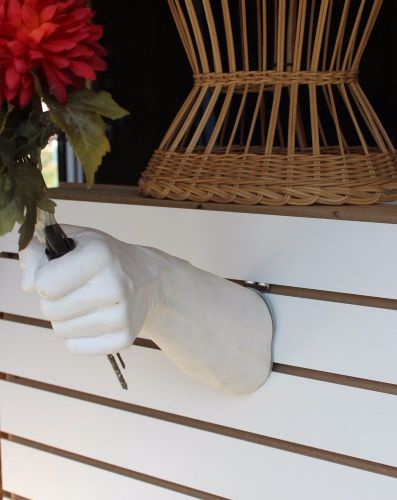 Lot 6 SLATWALL hook HALLOWEEN WEAPON display 13&#034; white vinyl mens manequin arm