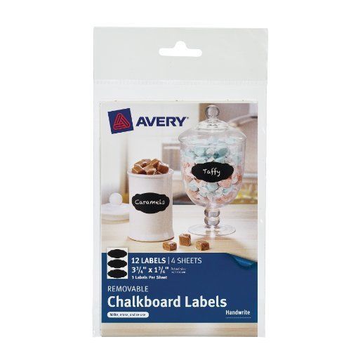 Avery Removable Chalkboard Labels, Scroll Oval, 1.75 x 3.75 inches, Pack of 12
