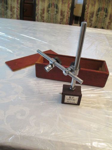 Vintage bf magnetic base indicator holder machinist tool in wooden storage case for sale