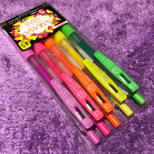 5x ZEBRA Sarasa Clip Pen Neon Color Special Edition Limited Rollerball 0.5mm SET