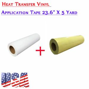 Eco-Solvent Printable Heat Transfer Vinyl with Application Tape 23.6&#034; X 5 Yard