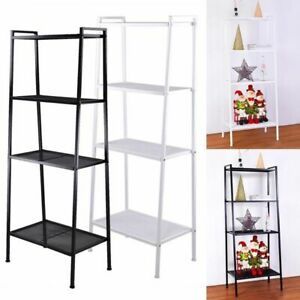 4 Tier Heavy Duty Metal Leaning Ladder Shelf Bookcase Bookshelf Storage Shelves