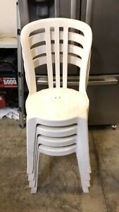 4 Grosfillex US495004 White Miami Bistro Stacking Chair Used
