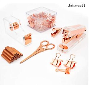 Rosegold Office Supplies Set Package Contains Stapler Tape Dispenser Staple Remo