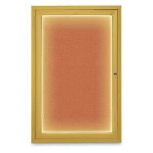UNITED VISUAL PRODUCTS UV415ILED-GOLD-APRICOT Corkboard,Apricot /Gold,24&#034; x 36&#034;