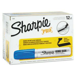 SHARPIE 15003 King Size Permanent Marker, Broad Chisel Tip, Blue, PK12