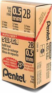 Box of 12 Pack Pentel C505-HB 0.5mm 2B Super Hi-Polymer Refill Lead 144 Pieces