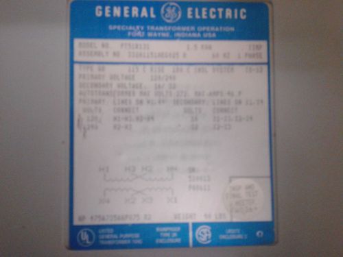 General Electric 9T51B131 Transformer Assy # 332A1151AEG025 R