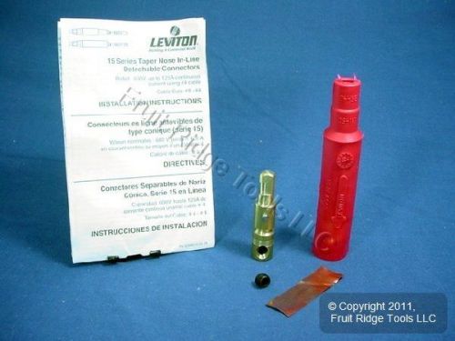Leviton red ect 15 series detachable male cam plug 125a 600v set screw 15d21-r for sale