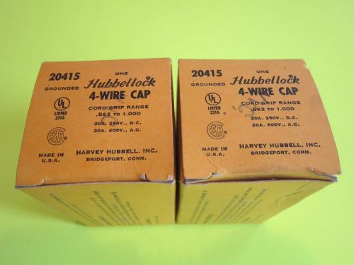 LOT OF 2 HUBBELL HUBBELLOCK 4 WIRE 30 AMP CAP PLUG 20415 NEW OLD STOCK
