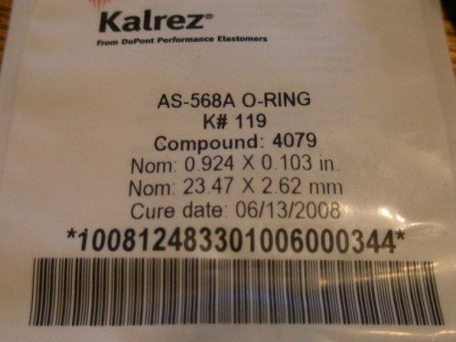 NEW KALREZ FROM DUPONT ELASTOMERS AS-568A K# 119 O-RING COMPOUND 4079