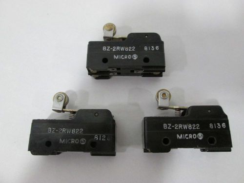 LOT 3 NEW MICRO SWITCH BZ-2RW822 15A AMP 125/250/480V-AC LIMIT SWITCH D333594