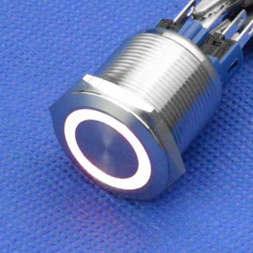 22mm 12V white circle Led 5 Pins Latching Push Button switch Waterproof for car