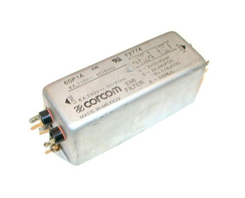 CORCOM EMI POWER LINE FILTER 6 AMP 250 VAC MODEL 6SP1A