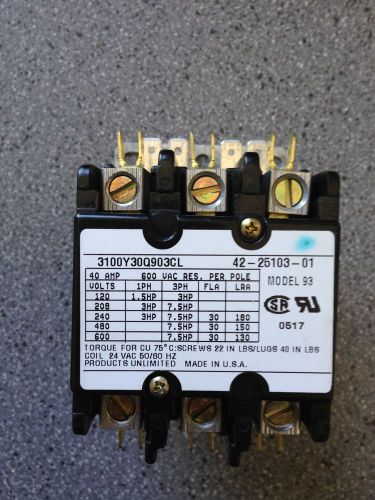 Protech 3 pole contactor 30 amp 24 volt coil part 3100y30q903cl for sale