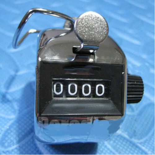 Silver Metal Manual Operation Mechanical Hand Tally Counter Max 9999 Enumerator