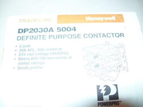 Honeywell tradeline definite purpose contactor dp2030a5004 nib 2 pole 24v 30a for sale